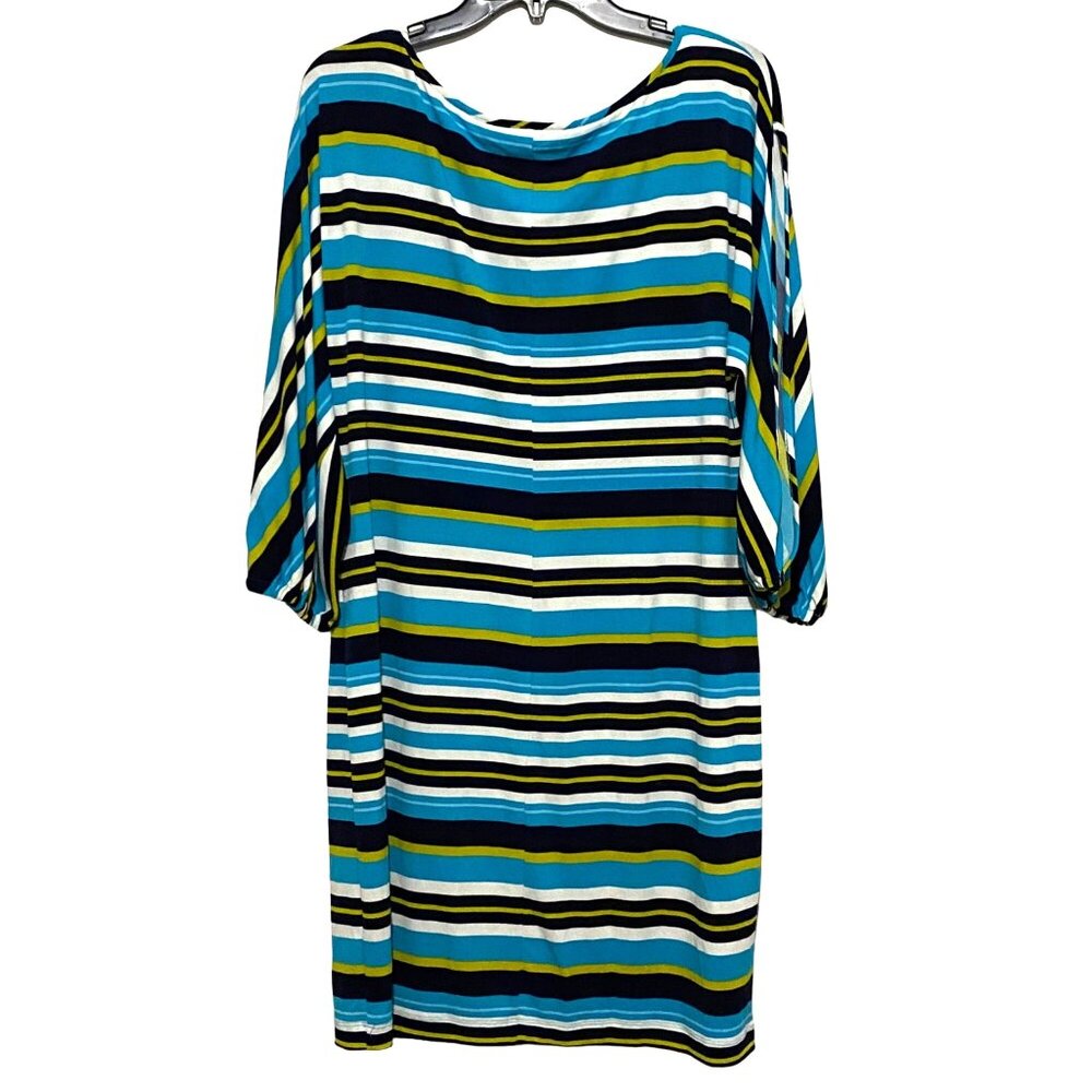 Calvin Klein Cold Shoulder Shift Dress Size‎ 14 Striped Career Coastal Cruise - Picture 2 of 6
